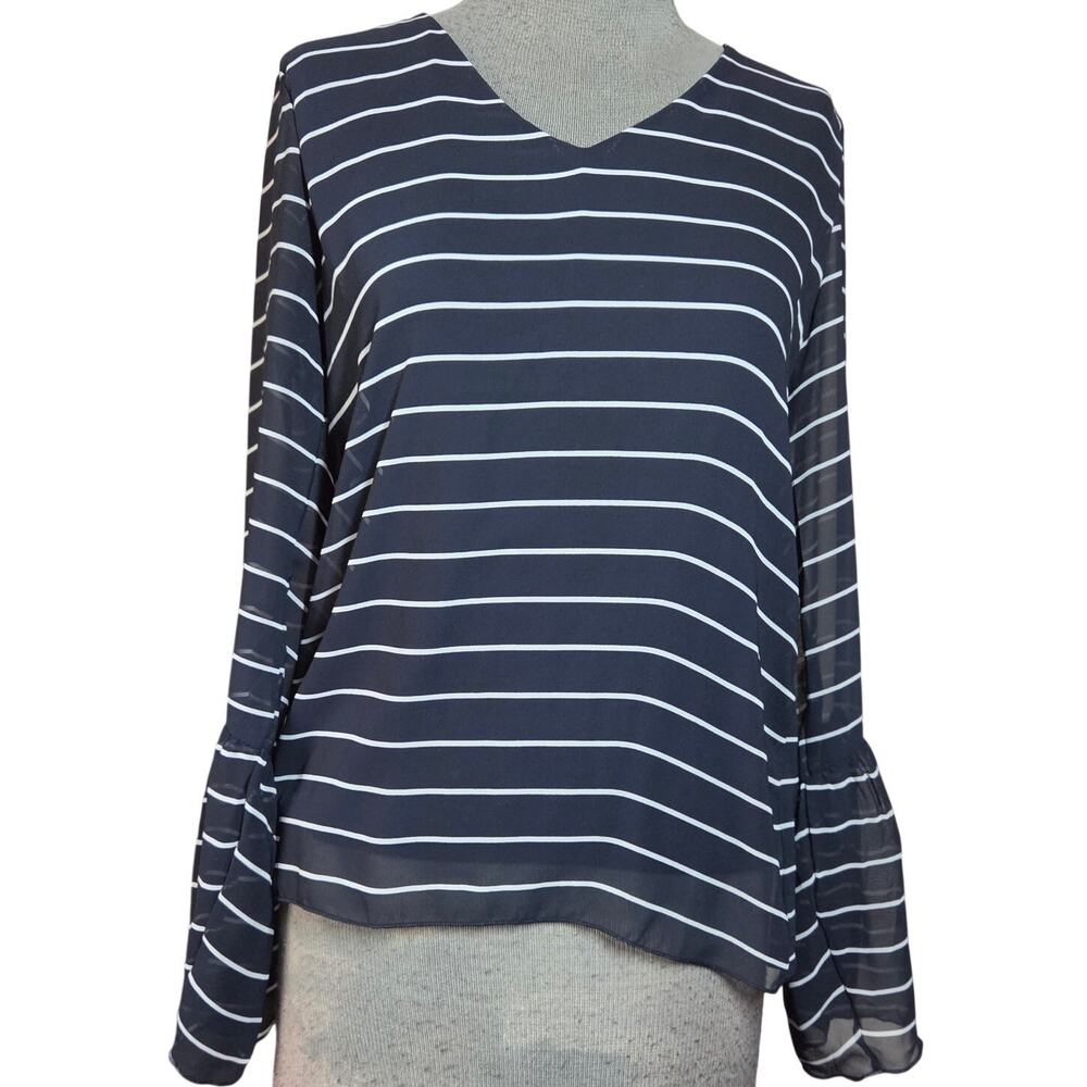 Banana Republic Blue Stripped V Neck Blouse Size XS